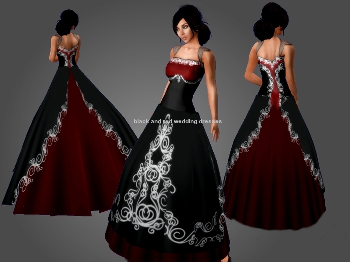 blue and red wedding dress